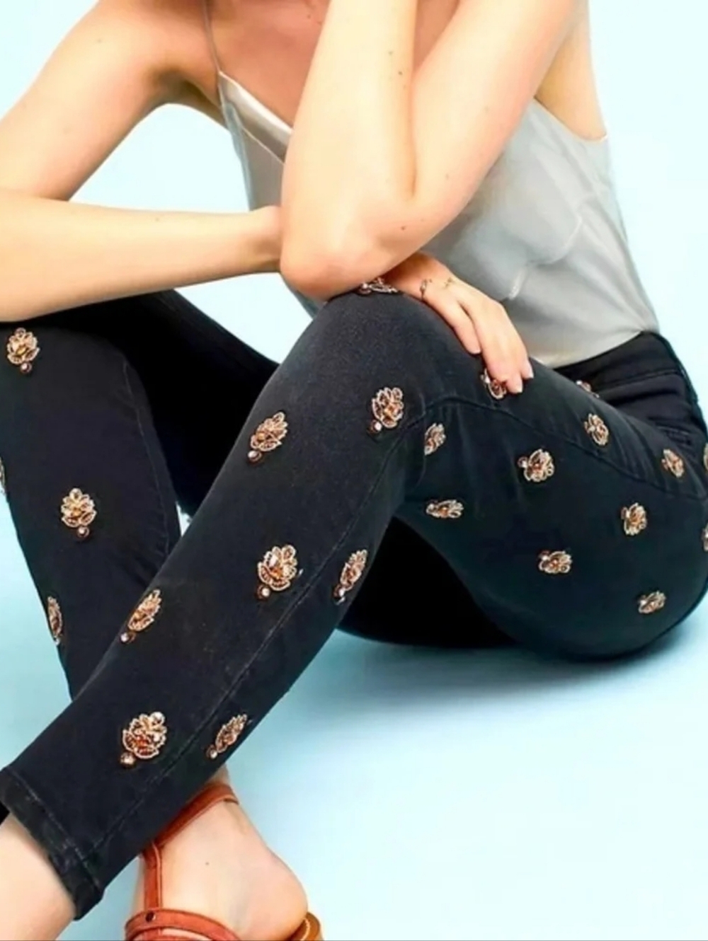 RARE Anthropologie x Pilcro & the Letterpress Script High Rise Embellished Jeans